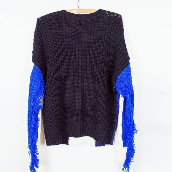 Free Generation Color block Fringe Cable Sweather - Picture 7 of 13